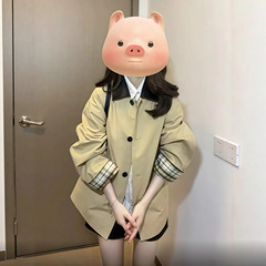 卡其色短款风衣外套女2025春秋新款韩系感气质休闲宽松小个子百搭