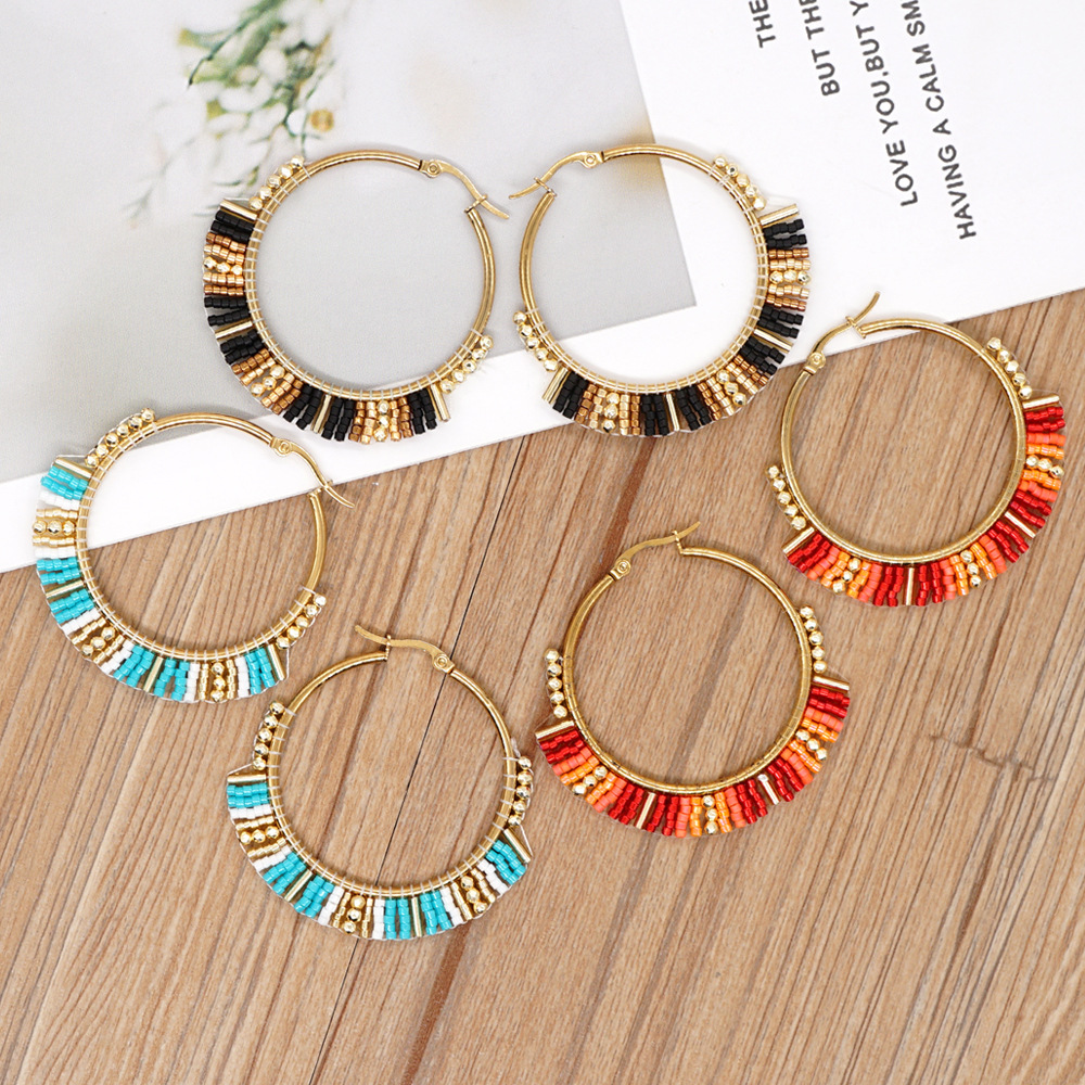 Retro Multicolor Alloy Beaded Womenu0027S Earrings 1 Pair