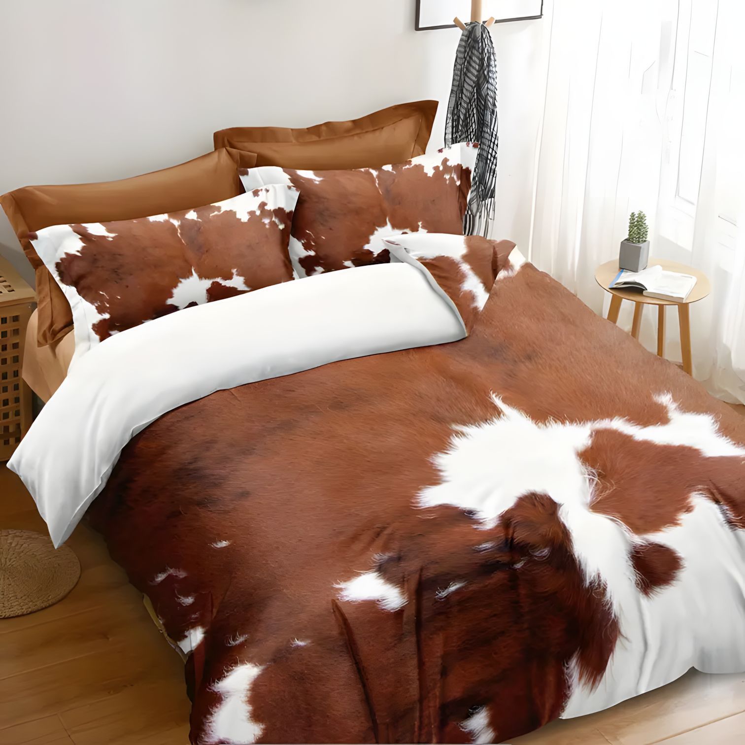 TEMU / JIT transfronterizo piel suave costura rústica kraft 3D impresión digital colcha de cama set