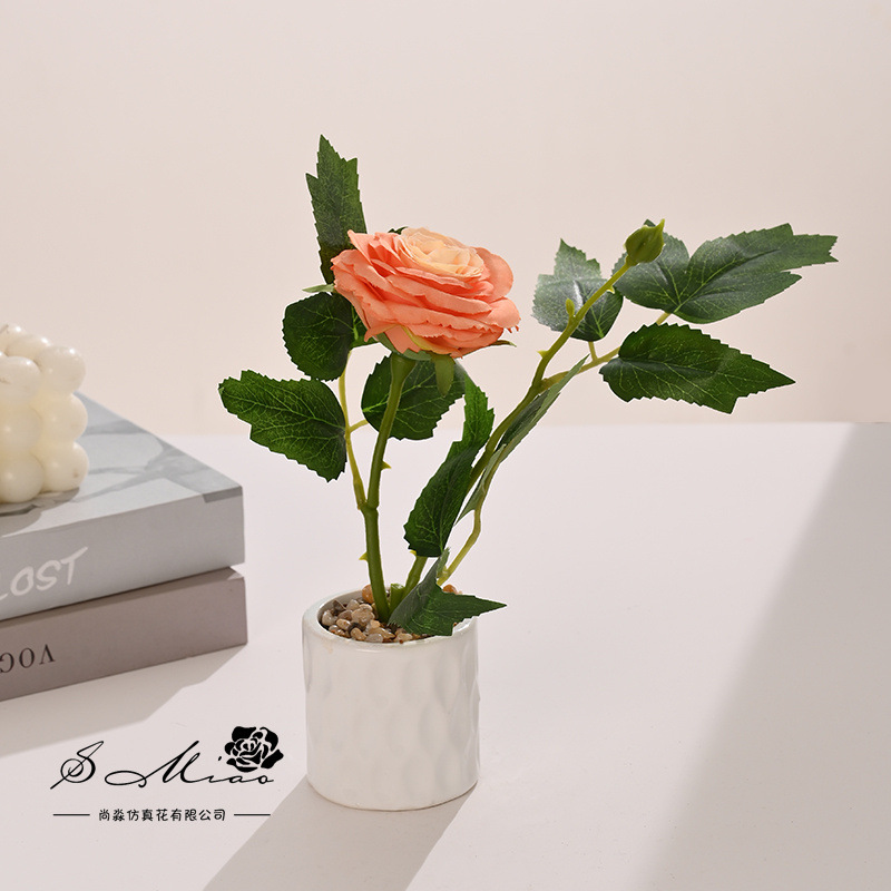 flores falsas estilo pastoral camellia pequeña flor de simulación bonsai flor de moda decoración creativa plantación verde artificial simulación maceta image 4