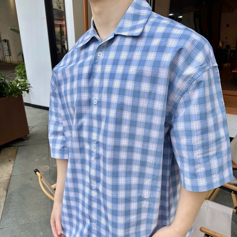 In-Stock Authentic Version of Lowe Embroidered Plaid Shirt with Letter Pocket Short-Sleeve Shirt for Men and Women Paris In-Stock Authentic Version of Lowe Embroidered Plaid Shirt with Letter Pocket Short-Sleeve Shirt for Men and Women Paris