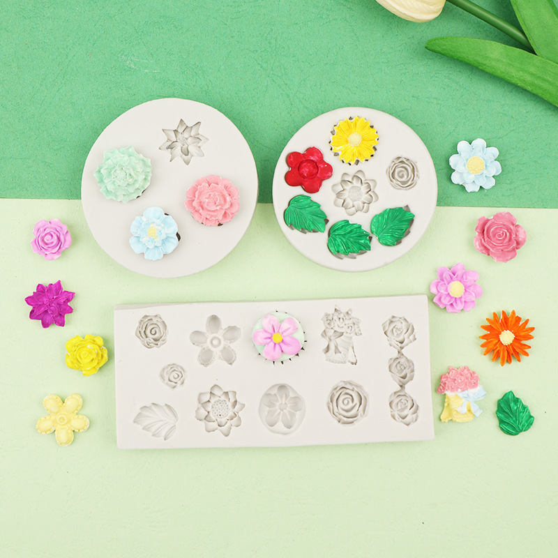 DIY todo tipo de decoración de la torta de La Flor de arcilla suave rosa girasol flor líquido molde de silicona fondant