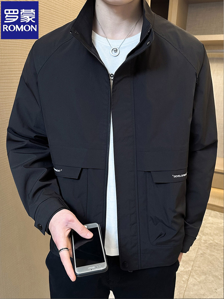 罗蒙立领男士外套秋冬2025年新款薄棉衣男装痞帅韩版休闲工装夹克