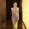 Sequin fishtail dress banquet style long host performance outfit spring