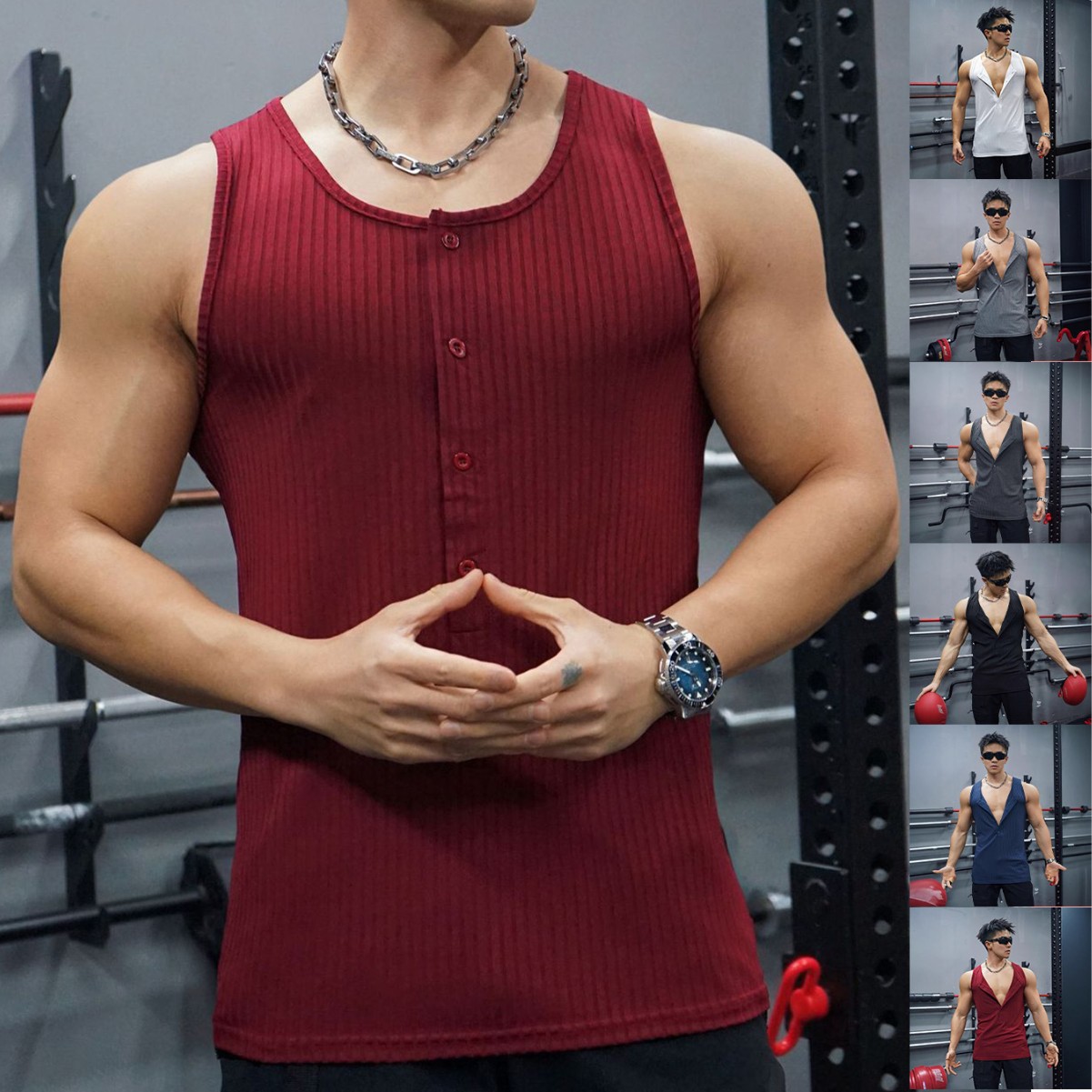 Muscle Fitness Brothers Vest Men's Large Size Running Casual Sports Sleeveless Vertical Stripe Quick-Drying Sports Vest for Men