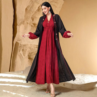 BA5022 Encounter Rose Middle East High-end Hand-stitched Diamond Luxury Textures Two-piece Cardigan Jacket dress