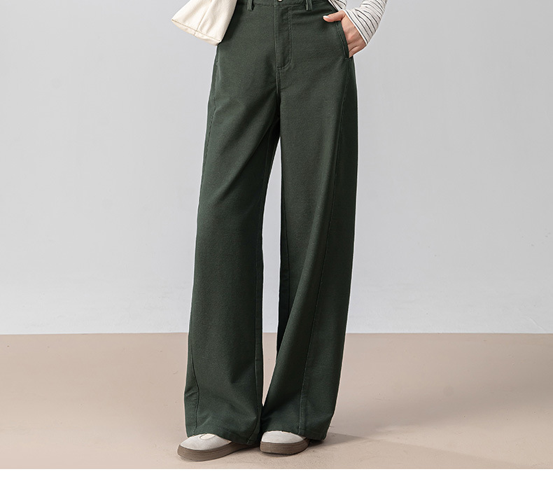 Quần ống rộng nữ dáng suông chất Tencel cotton dệt kim mềm mại — màu xanh ngọc chi tiết 23