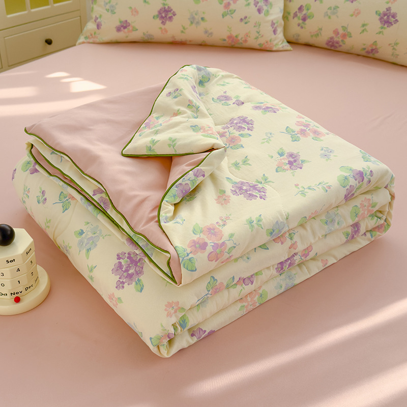 Xiaohua Story + 파우더 [전체 섬유 충전재, A급 표준] 세탁기로 세탁 가능한 더블 여름 이불 [더블 시원함, 피부 친화적이며 알몸으로 자도 좋음]