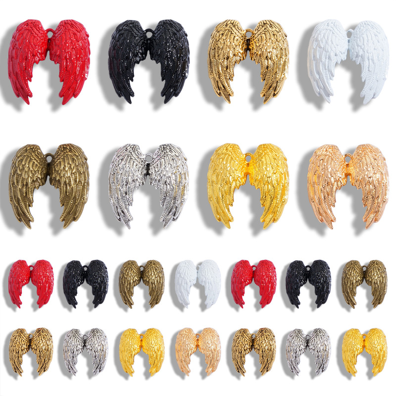 Cross-Border Hot Selling Multi-Color Gothic Style Angel Wings Pendant DIY Alloy Jewelry Accessories Necklace Keychain Pendant Cross-Border Hot Selling Multi-Color Gothic Style Angel Wings Pendant DIY Alloy Jewelry Accessories Necklace Keychain Pendant