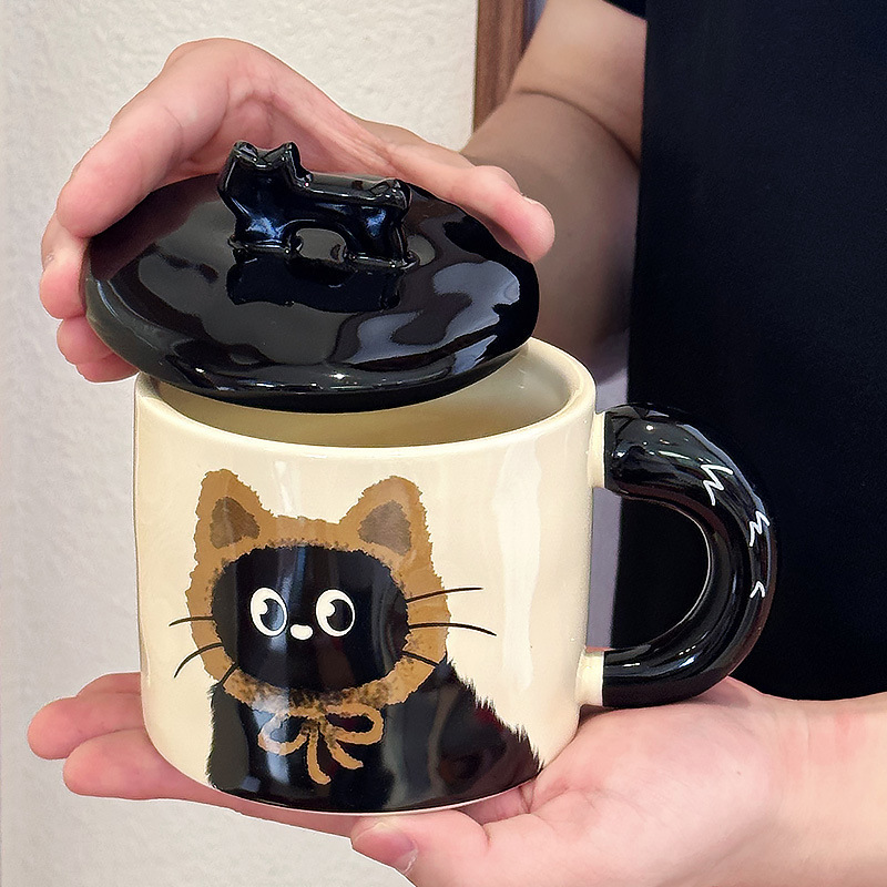 かわいい猫カップオフィスマグ蓋付きウォーターカップセラミックカップルギフトギフトボックス誕生日ギフト|undefined