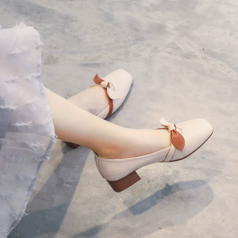 Обувь Женская весна и осень 2023 Новый массивный каблук в сказочном стиле Высокий каблук Ранняя осень Обувь Бабушка Мэри Джейн Односпальные туфли