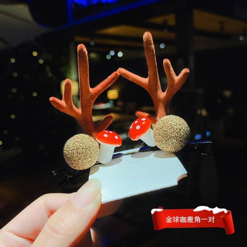 クリスマスヘアピン女の子の頭飾り鹿の角ヘアピン秋と冬のかわいいヘッドバンドヘアアクセサリー女の子クリップクリスマス装飾|undefined