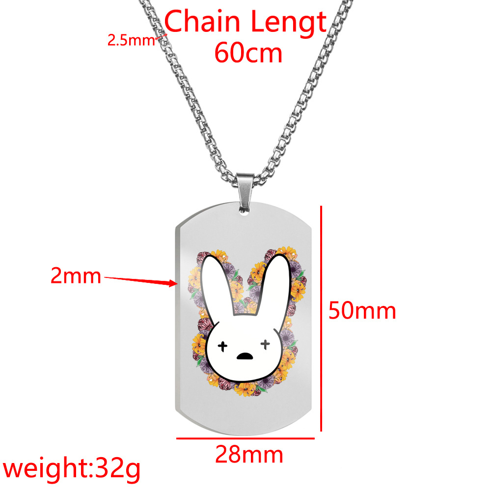 Fashion Cartoon Letter Heart Shape Titanium Steel Printing Womenu0027S Keychain Necklace