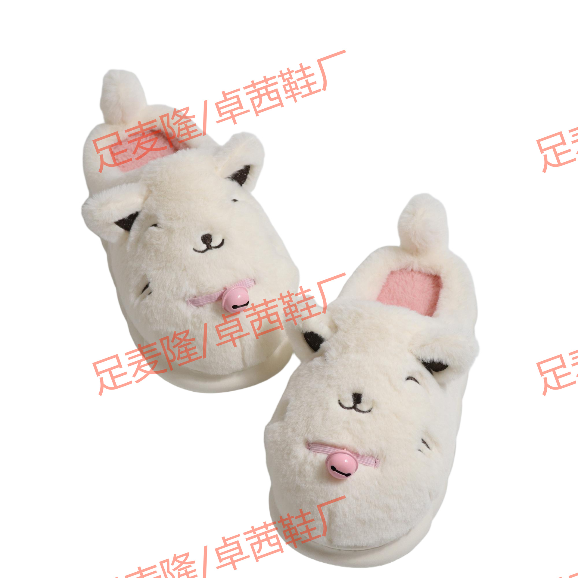 Campana blanca personalizada de comercio exterior, gato, mujer, otoño e invierno, zapatillas de algodón cálidas para el hogar