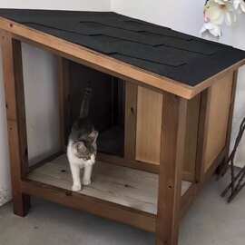 户外宠物用品流浪猫猫屋猫窝猫实木房子挡风四季通用保暖