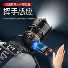 国境を越えた新型ピント合わせ強光遠射LEDヘッドライト屋外USB充電登山釣り騎行ヘッドランプ