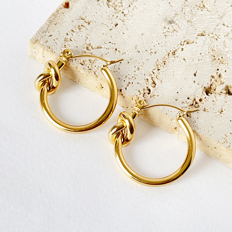 11g Weight 18K Gold Plated Plating Material Earrings Classification 1 Pair Quantity Daily Occasion 1 Pair Simple Style Solid Color Plating Titanium Steel 18k Gold Plated Earrings