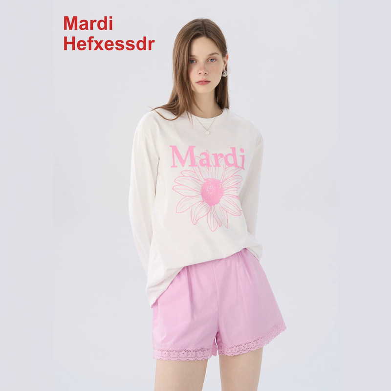 2026 Spring Mardi Printed Long-Sleeved T-Shirt Loose Cotton Versatile Top Korean Style Pure Cotton Loose Print 2026 Spring Mardi Printed Long-Sleeved T-Shirt Loose Cotton Versatile Top Korean Style Pure Cotton Loose Print