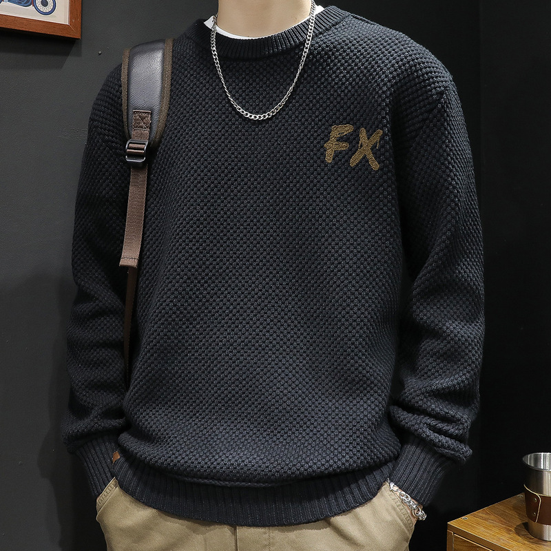 Lazy High-end Sweater Men's Autumn 2024 Explosions plus size American Retro Fashion Brand Men's Winter Long-sleeved Knitted