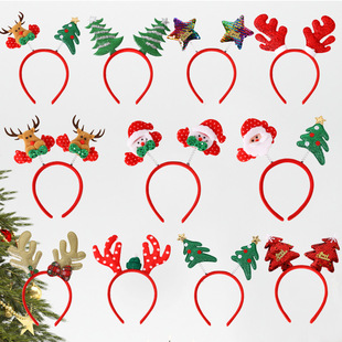 Amazon New Christmas Hairband Christmas Elk Head Buckle Antler Headband Christmas Decoration Party Dress Up Headwear