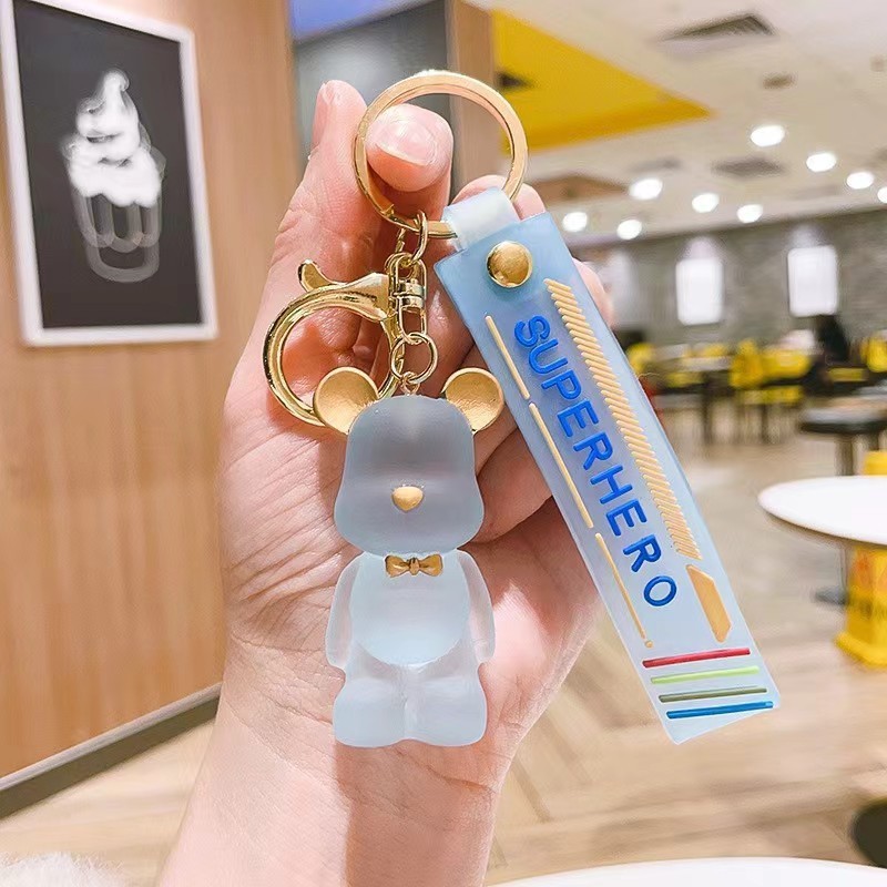 水晶领结熊可爱女钥匙扣创意情侣钥匙链汽车挂件卡通可爱书包挂饰|undefined