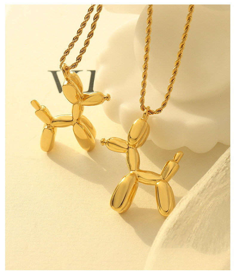 French dog pendant clavicle chain titanium steel necklace choker