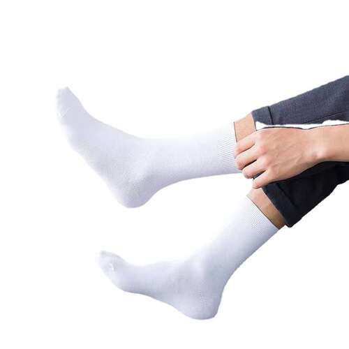 Socks men's mid-calf business socks men's cotton socks breathable sweat-absorbent and deodorant solid color summer thin four-season mid-calf socks