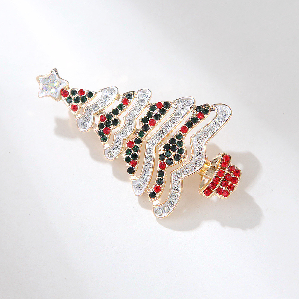 New European and American style cross-border creative cute pin flower flower enamel drop oil Christmas brooch factory direct sales