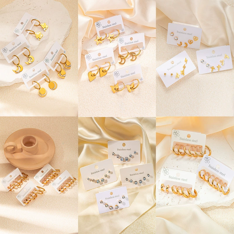 Новая модель из нержавеющей стали звезды любви нерегулярные падающие серьги набор простой модный серьги-серьги с бриллиантами