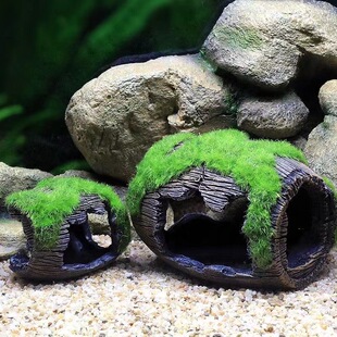 Fish Tank Landscape Decoration Avoidance Cave Aquarium Furnishings Shrimp House Cichlids Shrimp Nest Hide House Simulation Moss Wine Bucket
