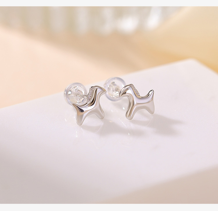 Khuyên tai bạc S925 mạ vàng hình ngựa zodiac dễ thương phong cách Hàn Quốc — Loại bạc chi tiết 5