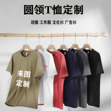 长绒棉圆领短袖T恤企业团体文化广告衫班服工作服定制印logo刺绣