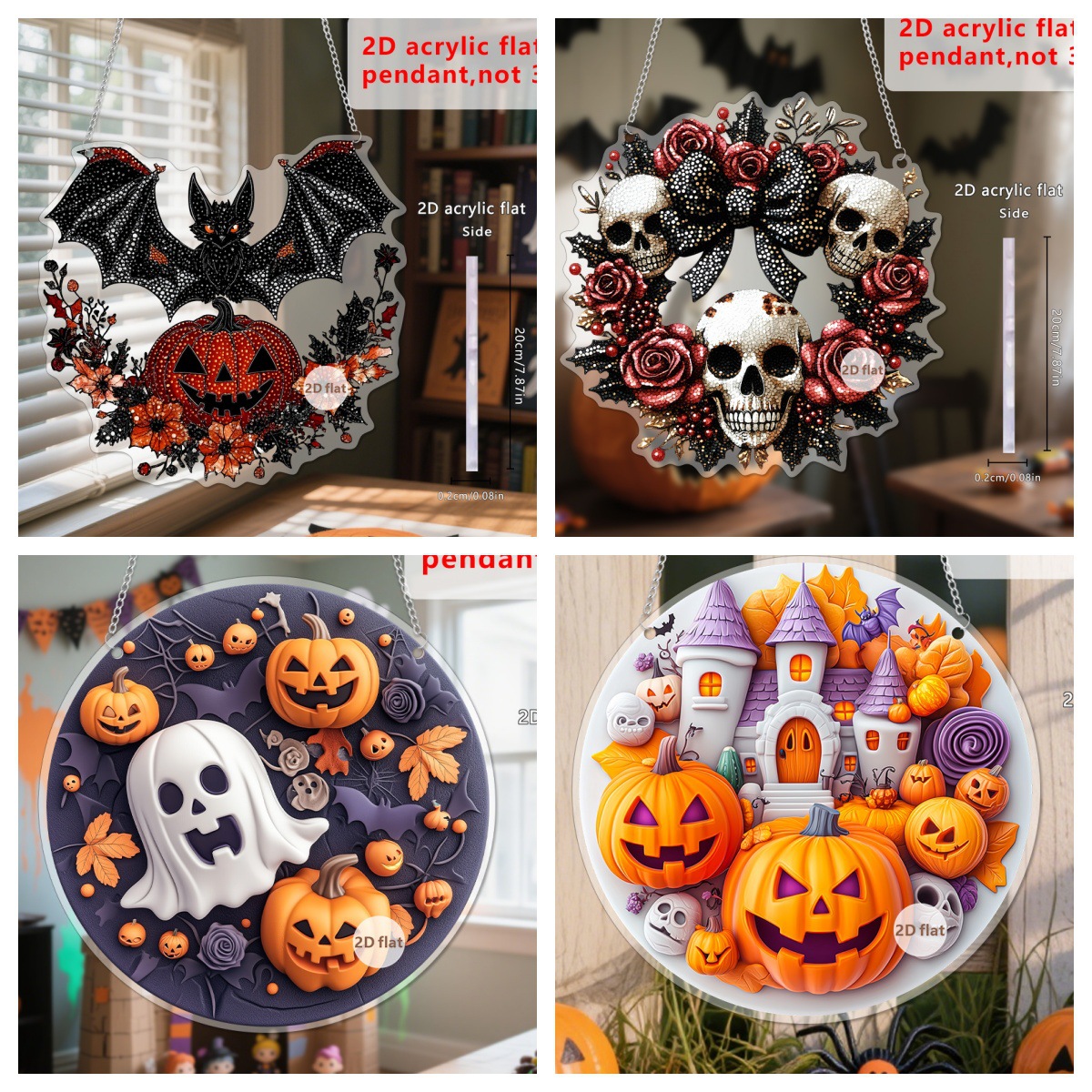 跨境万圣节属于节日的狂欢亚克力圆盘挂件彩色窗饰门廊挂牌挂件