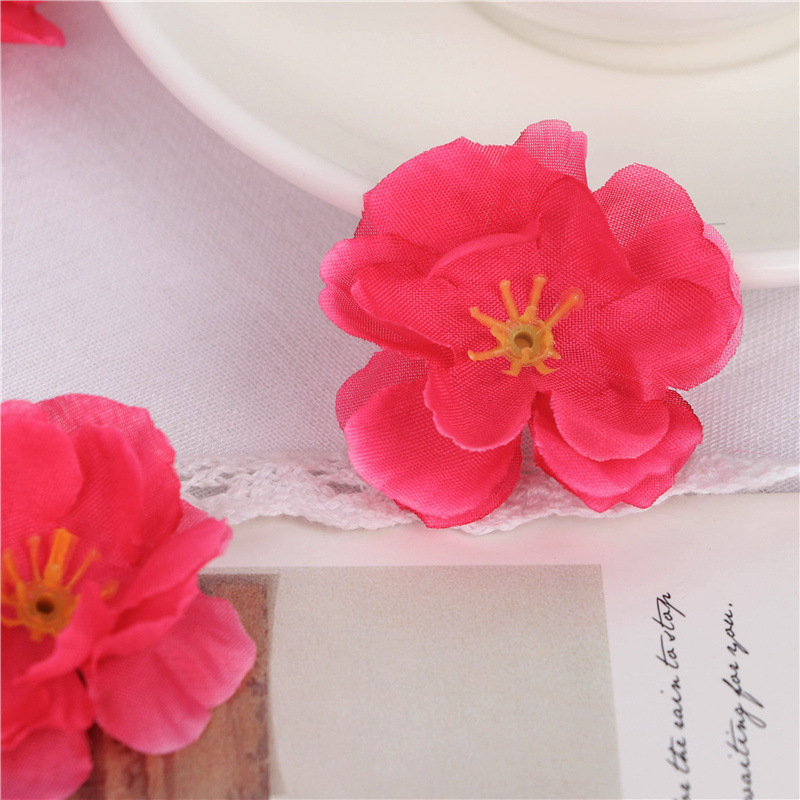 Flores artificiales, pétalos de melocotón, flores de ciruelo de seda rosa, accesorios para fotografía de bodas, tocados, artificiales_voghion.com