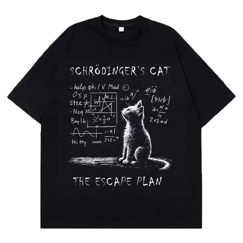 Футболка Ouma с принтом Schrödinger's Cat, чистый хлопок, унисекс S–XXXL