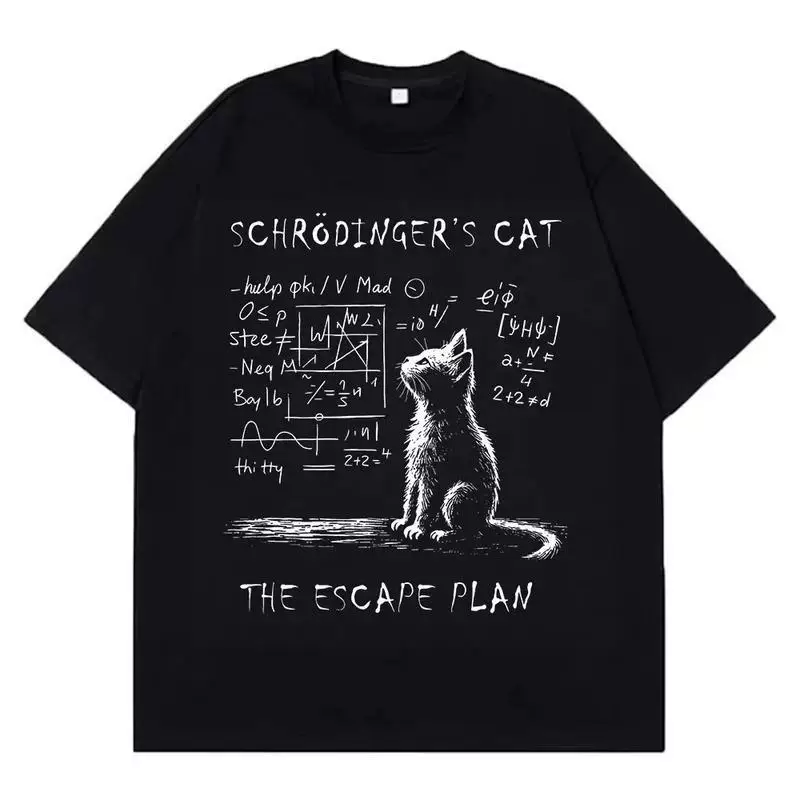 Футболка Ouma с принтом Schrödinger's Cat, чистый хлопок, унисекс S–XXXL