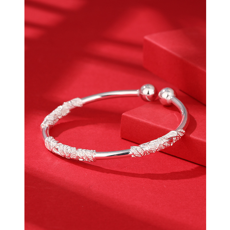 Colorful Silver Bracelet for Women Pure Silver 999 Solid Open Foot Silver Bracelet for Young, Small and Luxury Gifts to Girlfriend