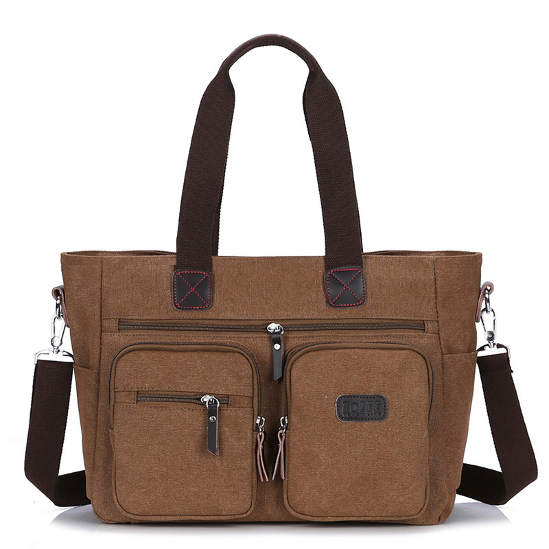 New business briefcase, laptop canvas bag, simple and fashionable casual shoulder crossbody bag_viptrois.com