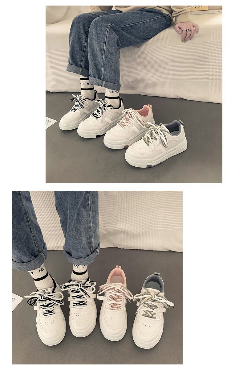 35-43 Übergröße Damen 41 dicke Sohlen vielseitige weiße Frühlingsdesign sportliche und lässige Boardschuhe 42_voghion.com