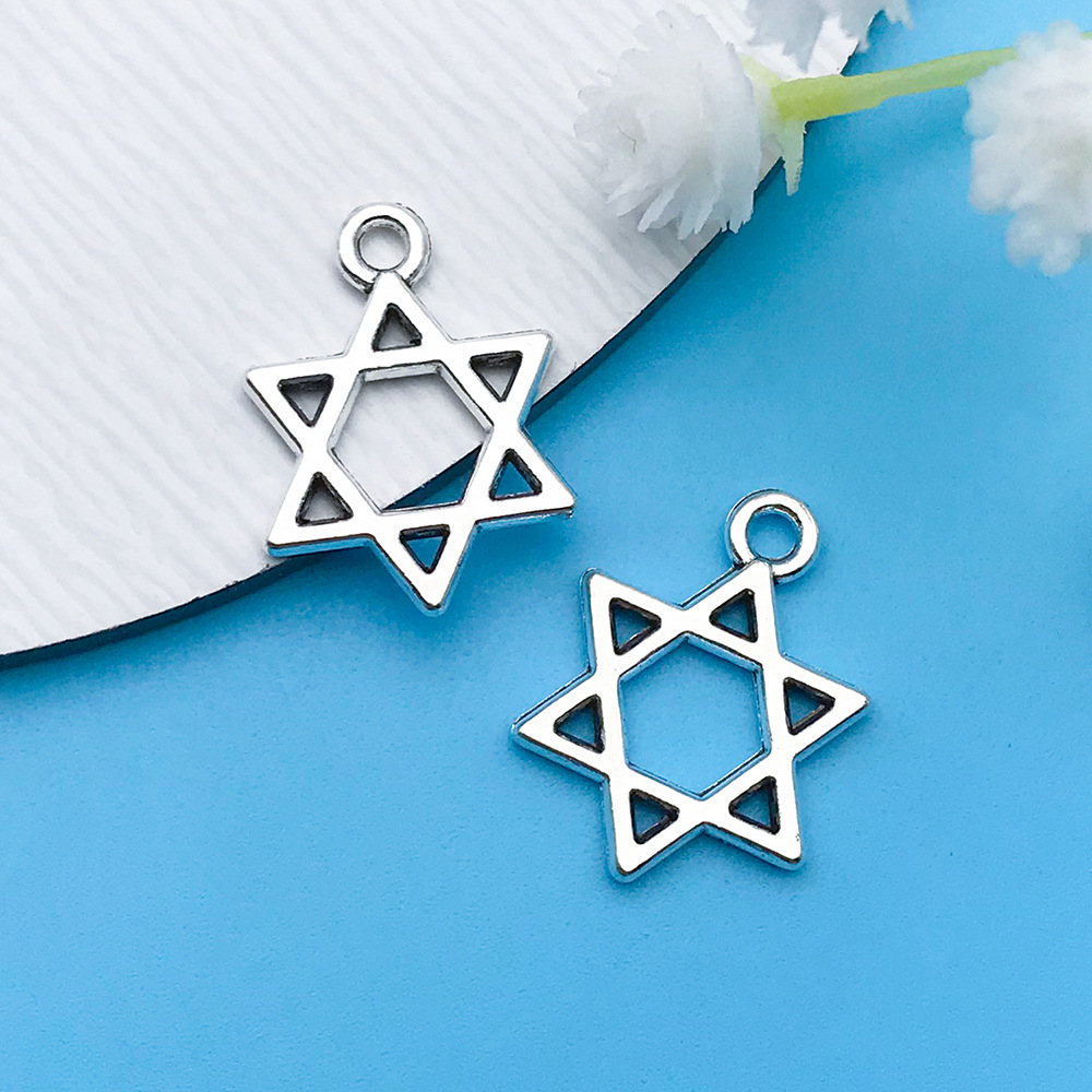 1 고대 실버 다섯개 별 헥사 그램 13x 17.5mm-11233-0.7g