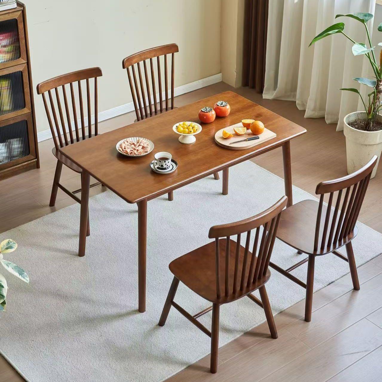 Mesa de comedor de madera maciza, mesa de computadora, mesa de computadora, mesa y silla para adultos comerciales modernos, combinación de mesas y sillas rectangulares pequeñas