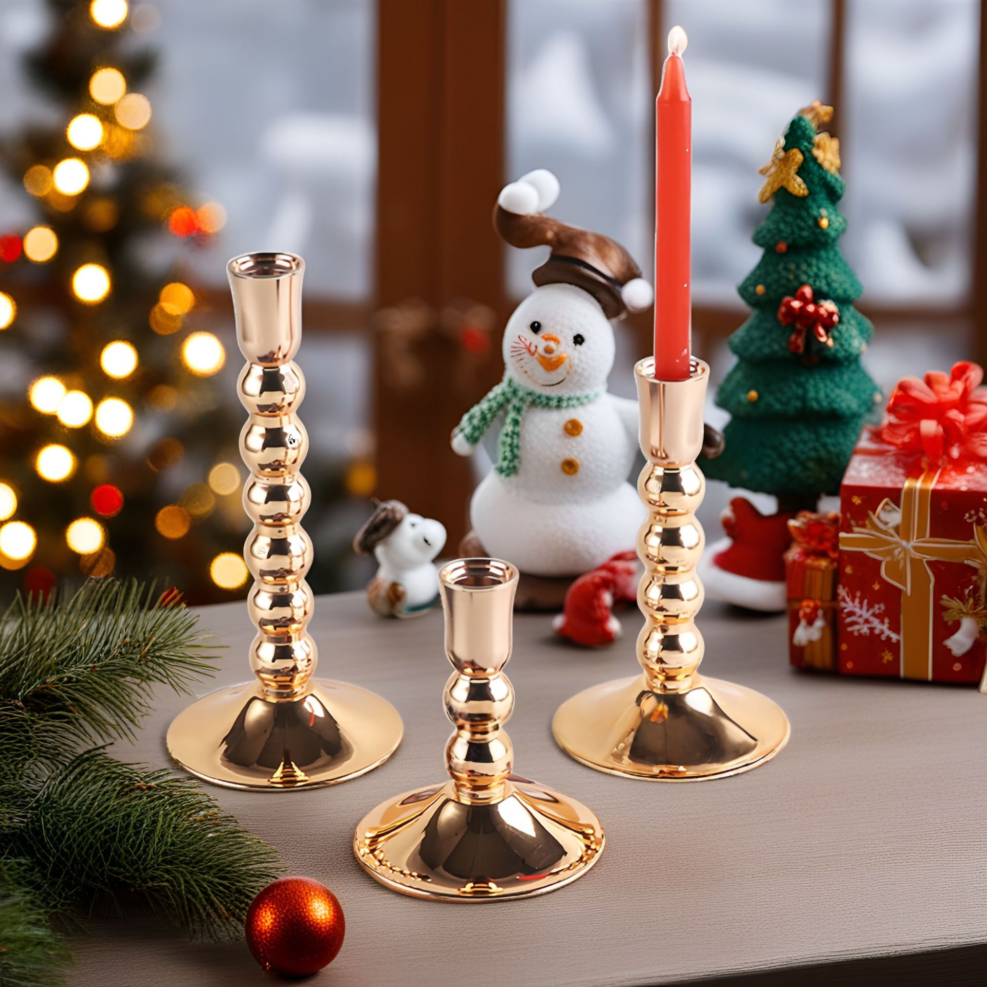 Nuevo candelabro de cuentas redondas chapadas en oro francés transfronterizo, decoración de metal de hierro forjado de lujo ligero, candelabro europeo de boda