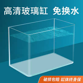 玻璃鱼缸客厅小型桌面金鱼缸免换水热弯水族箱家用生态迷你小鱼缸
