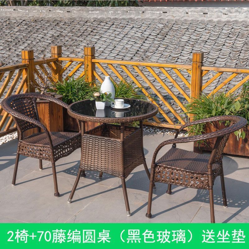藤椅三件套茶几休闲茶桌椅庭院室外藤编户外桌椅阳台茶腾滕椅子|undefined