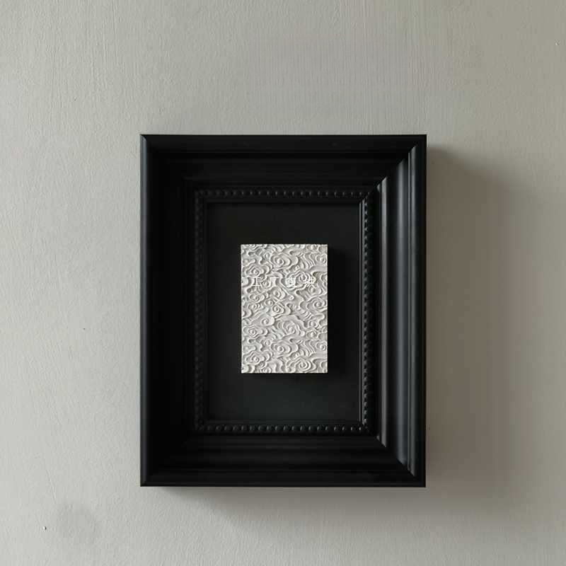 轻奢水泥混凝土立体浮雕雕塑装饰画《祥云》复古雕刻有框客厅卧室