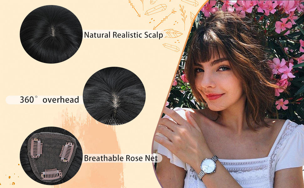 Pruik 360° 3D haarverlenging met natuurlijke, pluizige haarclip, haarverlenging met pony, haarclip voor dames, haarreparatieblok_voghion.com