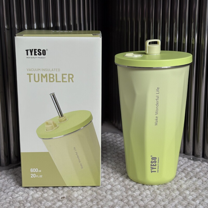 Tyeso クリエイティブ菱形グラデーションカラー魔法瓶カップ大容量車アイスバーカップ保温保冷ストローコーヒーカップ|undefined