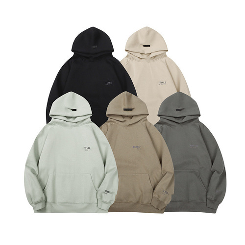 Autumn/Winter American Style Solid Color Hooded Sweatshirt Trendy Unisex Small Letter Print Loose Double Layer Hooded Sweatshirt Outerwear
