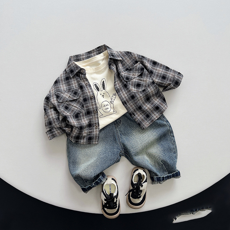 Camisa a cuadros de otoño para niños versátil estilo coreano para niñas nueva camisa otoño e invierno Bebé para niños capa superior casual