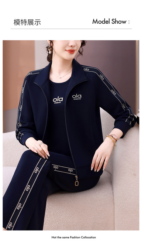 中老年跑步运动套装女2025年春秋洋气大码女休闲衣服妈妈气质外套|undefined